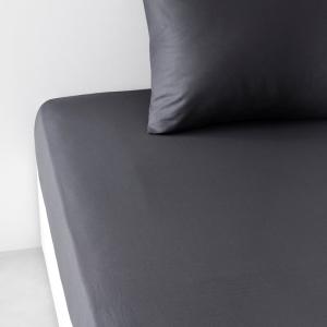 Drap housse 2 personnes uni coton  140x200 cm Noir