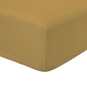 Drap housse 2 personnes uni coton  180x200 cm Marron