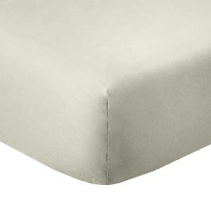 Drap housse 2 places coton beige grège 160x200 cm