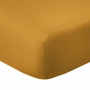 Drap housse 2 places coton safran 160x200 cm