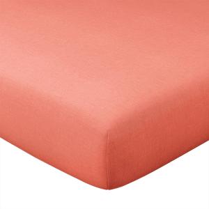 Drap-housse 80x200x28 orange poterie en coton