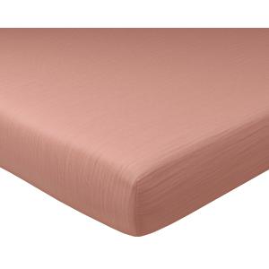 Drap-housse 90x190 en gaze de coton rose poudré