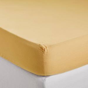 Drap Housse à  en Gaze de coton lavé Jaune