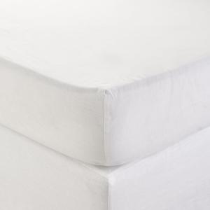 Drap Housse à  en Lin lavé légèrement froissé Blanc
