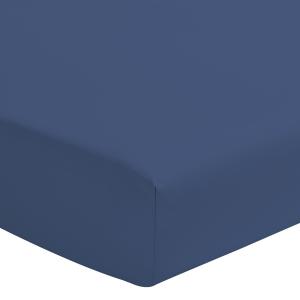 Drap housse coloré 100% coton - Bonnet 25cm - Bleu - 140x19…