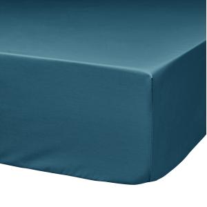 Drap housse coton bio bleu minéral 140 x 190 cm