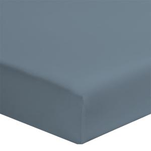 Drap housse coton bleu gris 140x200 cm