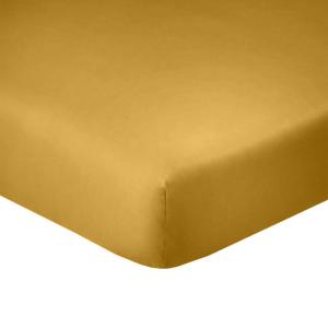 Drap housse coton jaune 140x190 bonnet 30 cm