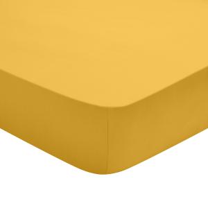 Drap Housse   Coton Jaune 140x200 cm