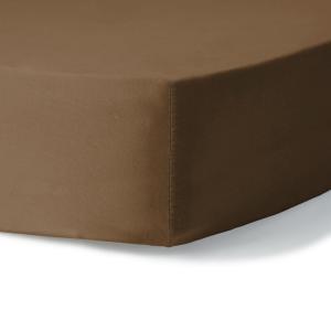 Drap housse coton lavé noisette 180x200x30