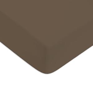 Drap housse coton  uni bonnet 25cm taupe 140x190cm