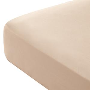 Drap-housse en 100% coton beige 140x200x30 cm