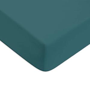 Drap housse en coton 57 fils uni canard 160x200cm