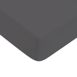Drap housse en coton 57 fils uni gris zinc 90x200cm
