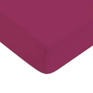 Drap housse en coton 57 fils uni magenta 140x190cm