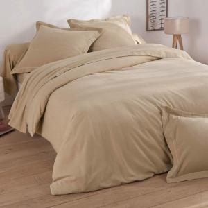 Drap-housse en coton beige 140x200x28