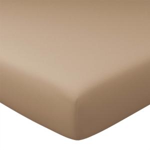 Drap-housse en coton beige 180x200x28