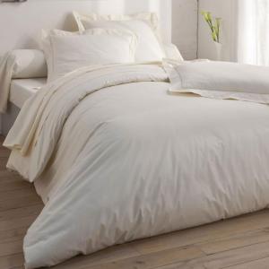 Drap-housse en coton blanc ivoire 160x200x28cm