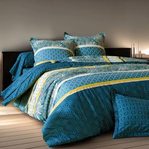 Drap-housse en coton bleu 90x190x28