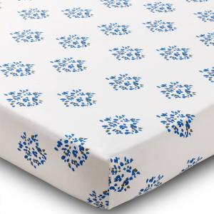 Drap-housse en coton bleu 90x190x28cm