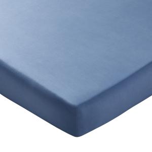 Drap-housse en coton bleu azur 160x200x28