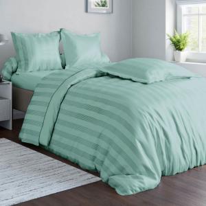 Drap-housse en coton bleu céladon 160x200x28cm