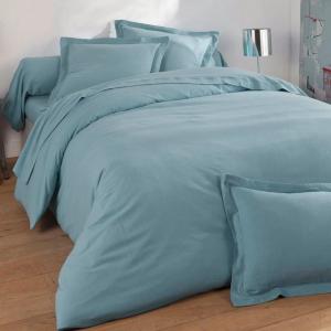 Drap-housse en coton bleu glacier 160x200x28