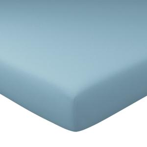 Drap-housse en coton bleu glacier 180x200x28cm