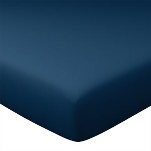 Drap-housse en coton bleu marine 160x200x28cm