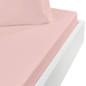 Drap housse en coton bonnet 30 cm  poudre 200x200 cm