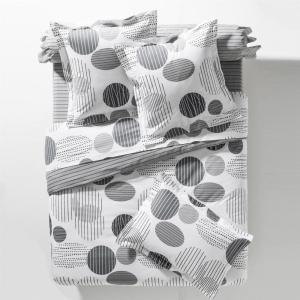Drap-housse en coton gris 140x190x28cm