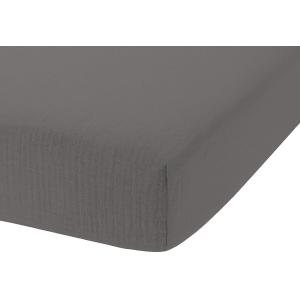 Drap housse en coton gris 90x190 cm