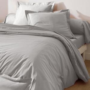 Drap-housse en coton gris brume 140x200x28cm