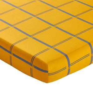 Drap-housse en coton jaune 90x190x28cm