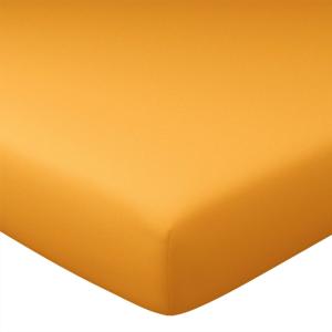 Drap-housse en coton jaune curcuma 140x200x28