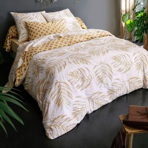 Drap-housse en coton jaune doré 160x200x28