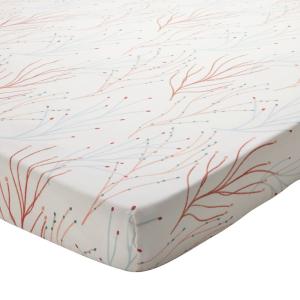 Drap-housse en coton orange corail 140x190x28
