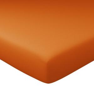 Drap-housse en coton orange cuivré 180x200x28