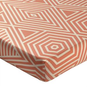 Drap-housse en coton orange poterie 90x190x28cm