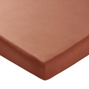 Drap-housse en coton orange terracotta 140x190x28