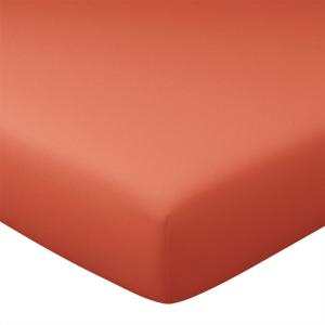 Drap-housse en coton orange terracotta 140x200x28cm
