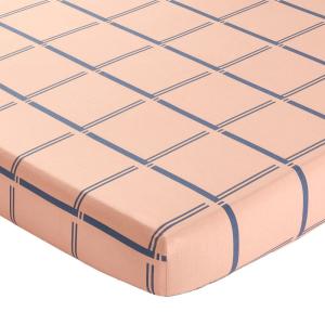 Drap-housse en coton rose 90x190x28cm