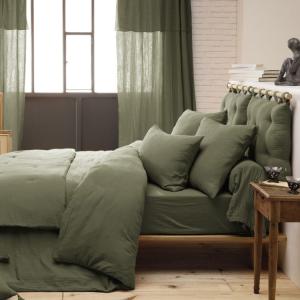 Drap housse en coton vert 140x190 cm