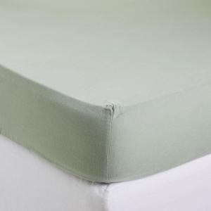 Drap Housse en coton vert 90x200 cm