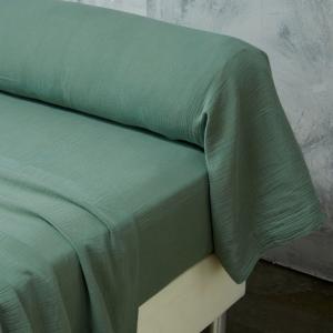 Drap-housse en coton vert céladon 160x200x28cm