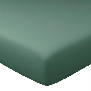 Drap-housse en coton vert eucalyptus 160x200x28cm