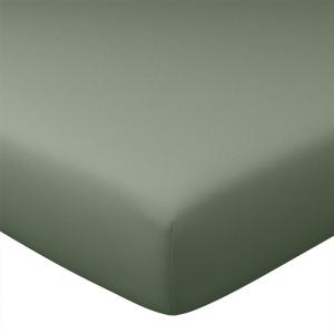 Drap-housse en coton vert lichen 80x200x28