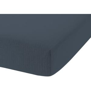 Drap housse en gaze de coton bleu 90x190 cm