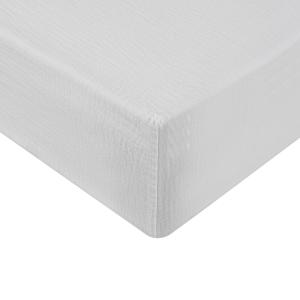 Drap housse en gaze de coton bonnet 30 cm  blanc 140x200 cm