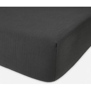 Drap housse en gaze de coton granite 180x200 cm